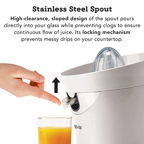  CitriStar CS-1000 Citrus Juicer, Electric Juicer For Oranges And Lemons With Stainless Steel Strainer And Spout White