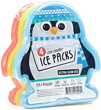  , Penguins Cool Coolers Lunch Ice Packs, Set Of 4, Multicolored