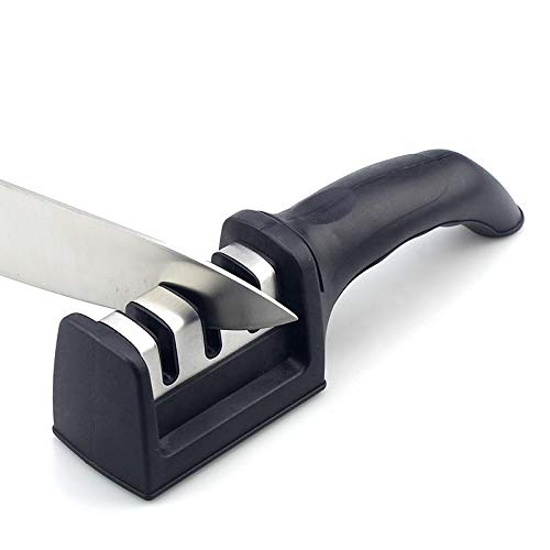  Professional Premium 3-Stage Chef Kitchen Knife Sharpener. Quick And Easy Sharpening, Straightening, And Polishing Of Chef Blades And Kitchen Knives. Includes Cut-Resistant Glove & Bookmark