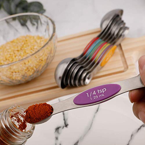  Magnetic Measuring Spoons Stainless Steel Teaspoon And Tablespoon Measurement Spoon Set Of 5 For Dry And Liquid Ingredients