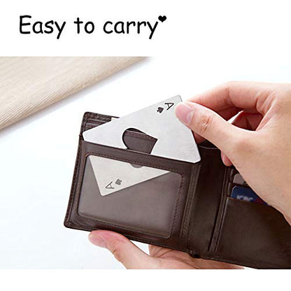  20Pcs Bottle Opener, Stainless Steel Credit Card Size Beer Opener Cap, Ace Of Spades Casino Poker Shaped Can Opener For Your Wallet, Suits For Family Bar Party Tools