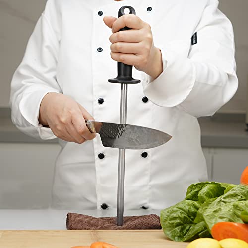  117N Professional Kitchen Knife Sharpening Honing Steel Sharpener Rod Restore Blade Quickly(10 Inch)