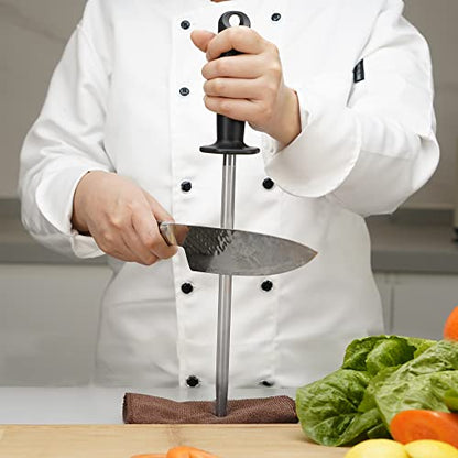  117N Professional Kitchen Knife Sharpening Honing Steel Sharpener Rod Restore Blade Quickly(10 Inch)