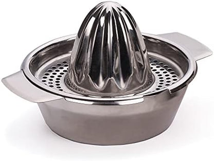  Endurance® (JUC-PYX) Manual Hand Citrus Juicer Squeezer, Stainless Steel, 4.75 Inch Dia. | Use W/ Pyrex Cups, Bowls | For Oranges, Grapefruits, Lemons | Dishwasher Safe,Silver
