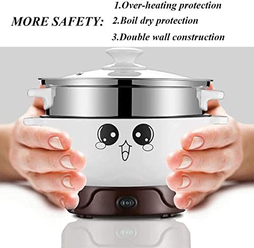  110 V,4 In 1 Multifunction Electric Skillet,Non-Stick Hot Pot,Stainless Steel Rice Cooker/Noodle Cooker,Portable Frying Pan & Roaster,Mini Stockpot With Lid.