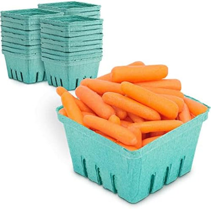  [44 Pack] Quart Green Molded Pulp Fiber Berry Basket Produce Vented Container For Fruit And Vegetable, Farmer Market, Grocery Stores And Backyard Party