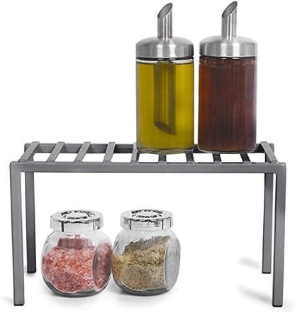  Smart Design Premium Cabinet Storage Shelf Rack - Large - 8.5 X 16 Inch - Steel Metal - Rust Resistant - Cupboard, Plate, Dish, Cup, Bathroom Counter And Pantry Organization Riser - Kitchen - Bronze