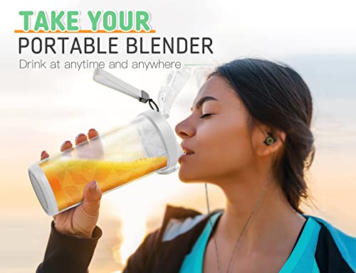  20oz Portable Blender For Shakes And Smoothies With 6 Blades, 5000mAh Battery And 270W 23000RPM Rechargeable Fruit Juicer With 2 Mixing Modes & LED Light, BAP-Free & IP67 Waterproof Personal Blender For Travel