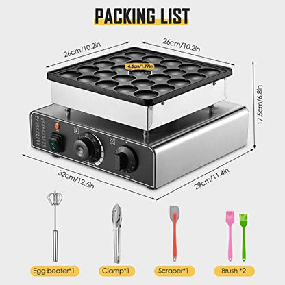  25Pcs Mini Pancakes Maker Commercial Electric Nonstick Pancake Maker Machine Muffin Poffertjes Pan Machine For Home Kitchen Restaurant Snack Bar 110V