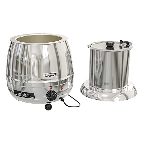  Commercial Soup Kettle Warmer With Hinged Lid And Removable Stainless-Steel Pot Insert For Buffet, Restaurant, Party, Event, And Catering, Large 2.4 Gallon, Electric [Silver] (SK-SS-3G)