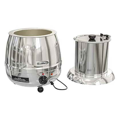  Commercial Soup Kettle Warmer With Hinged Lid And Removable Stainless-Steel Pot Insert For Buffet, Restaurant, Party, Event, And Catering, Large 2.4 Gallon, Electric [Silver] (SK-SS-3G)