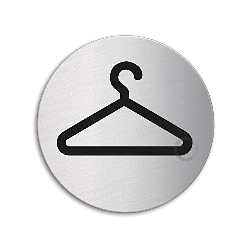 Door Sign I Stainless Steel I Self-Adhesive I Cloakroom I Size: Ø 2.95 Inch I No.8500