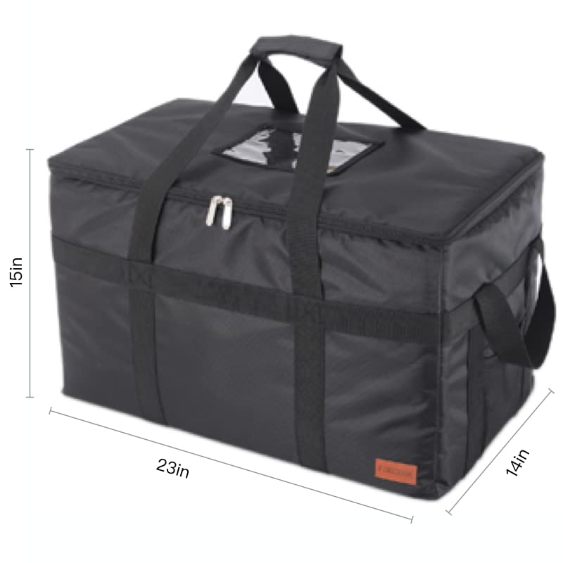  Insulated Food Delivery XXL Commercial Bag Grocery Bags Hot Bags For Delivery Waterproof - Premium Food Warmer Bag For Uber Eats And Doordash With Hard Bottom Black