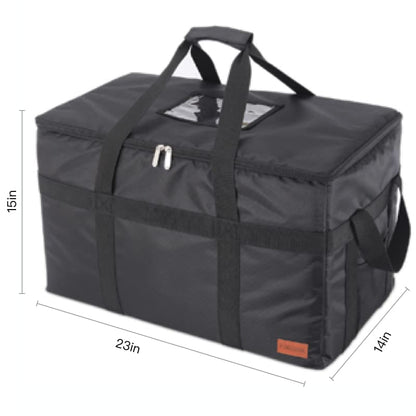  Insulated Food Delivery XXL Commercial Bag Grocery Bags Hot Bags For Delivery Waterproof - Premium Food Warmer Bag For Uber Eats And Doordash With Hard Bottom Black