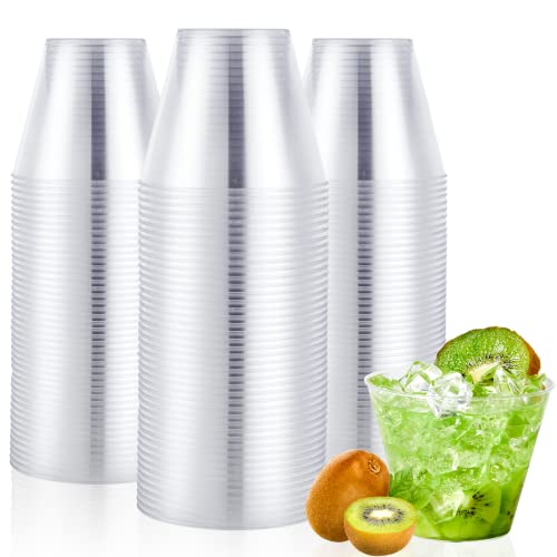  100 Pack 9 OZ Clear Plastic Cups, Hard Clear Disposable Plastic Cups, Bulk Plastic Tumblers Cups For Wedding, Thanksgiving, Halloween, Christmas Party