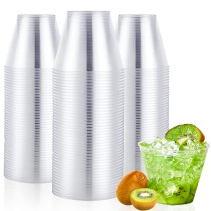  100 Pack 9 OZ Clear Plastic Cups, Hard Clear Disposable Plastic Cups, Bulk Plastic Tumblers Cups For Wedding, Thanksgiving, Halloween, Christmas Party