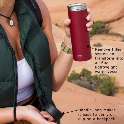  - P0 Ultralight French Press - Double Walled Stainless Steel Vacuum Insulated Coffee And Tea Maker, Portable And Durable Coffee Press For Travel, Camping, And Everyday Use - 16oz, (Cranberry)