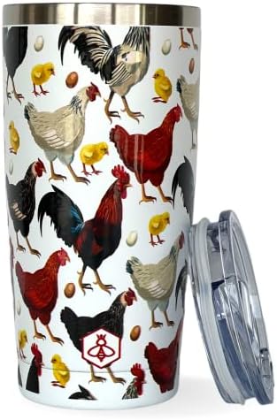  Chicken Gifts For Chicken Lovers Chickens Travel Coffee Mug W/Slider Lid | 20oz Spill Proof Insulated Coffee Tumbler | Chicken Mug | Great Gift For Birthday Or Christmas