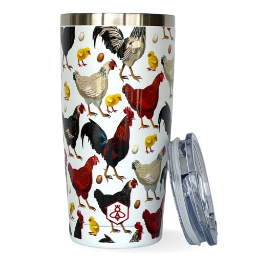  Chicken Gifts For Chicken Lovers Chickens Travel Coffee Mug W/Slider Lid | 20oz Spill Proof Insulated Coffee Tumbler | Chicken Mug | Great Gift For Birthday Or Christmas