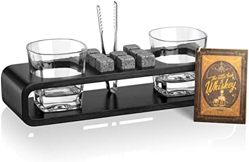  Whiskey Stones Gift Set With Stand | Handcrafted Whiskey Glass Set Granit Whiskey Rocks For Perfect Drink | Whiskey Gift Set & Whiskey Kit | Best Whisky Stones Glass Set For Men Dad (Mahogany)