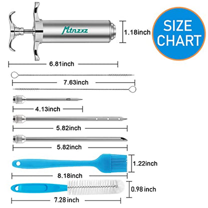  Marinade Injector Syringe And Brushes Set, Meat Injector Syringe With 3 Professional Marinade Injector Needles, Creates Tender Meat & Poultry Flavors, For BBQ Grill Smoker & Turkey & Brisket
