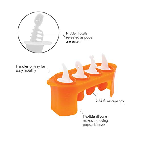  Dino Popsicle Molds (Set Of 4) - Mess-Free Silicone Ice Pops For Homemade Freezer Snacks / Dishwasher-Safe, BPA-Free