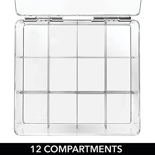  MDesign Plastic Stackable Tea Bag Organizer Storage Bin With Lid For Kitchen Cabinets, Countertops, Pantry - Container Holds Beverage Bags, Cups, Pods, Packets, Condiment Accessories - Clear