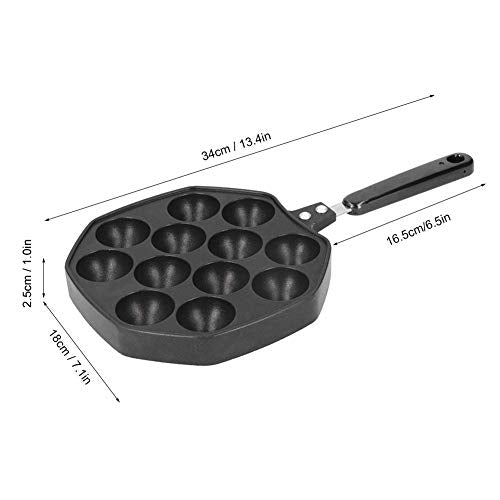  12 Holes Takoyaki Maker, Mini Pancakes Maker Japanese Taiyaki Pan Nonstick Egg Mcmuffin Maker Cast Iron Pan Cooking Tools With Handle For Octopus Ball Egg Puffs Mold Baking