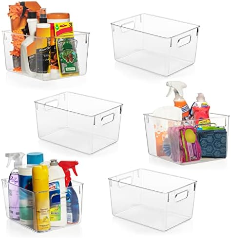  Plastic Storage Bins – Perfect Kitchen Organization Or Pantry Storage – Fridge Organizer, Pantry Organization And Storage Bins, Cabinet Organizers
