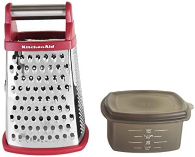 KitchenAid Gourmet 4-Sided Stainless Steel Box Grater With Detachable Storage Container, 10 Inches Tall, Black