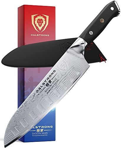  ALSTRONG Nakiri Vegetable Knife - 6" - Shogun Series X - Japanese AUS-10V Super Steel - Damascus - Hammered Finish - Sheath Included