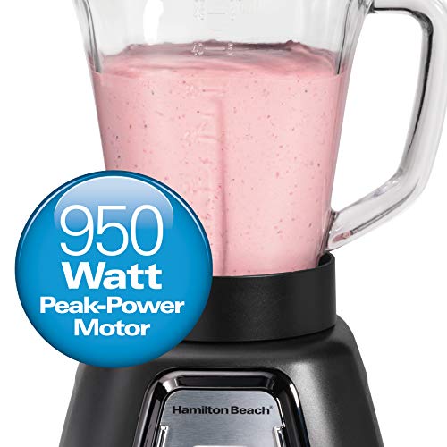 Hamilton Beach Der And Food Processor Combo With Auto Programs For Smoothie And Ice Crush, Blend-In Portable Travel Cup, 52oz Glass Jar & 3 Cup Food Chopper, 950 Watts, Black (58242)