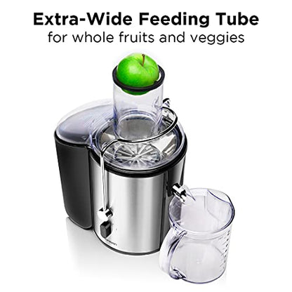  2-Speed Electric Juicer, Extra-Wide Feeding Tube For Whole Fruits, Make Nutritious Vegetable And Green Juice, Detachable 1-Quart Pitcher, Built-In Foam Separator, Dishwasher-Safe Parts