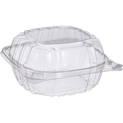  Small Clear Plastic Hinged Food Container 6x6 For Sandwich Salad Party Favor Cake Piece (Pack Of 75)