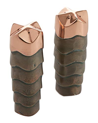  Nambe Copper Canyon Salt And Pepper Shakers | 2-Pc Set | Salt Shaker W/Copper Lid | Cute Spice Jars | Use Dispenser For Himalayan Seasoning Herbs Or Spices For Kitchen And Tabletop