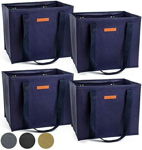  Gramercy Kitchen Reusable Grocery Bags, Reusable Shopping Bags, Tote Bags Bulk, Utility Tote, Bulk Tote Bags - Washable (Army Green, Set Of 4)