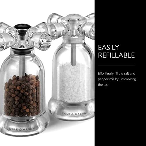 Cole & Mason OLE & MASON Tap Salt And Pepper Grinder Set - Acrylic Mills Include Precision Mechanisms And Premium Sea Salt And Peppercorns
