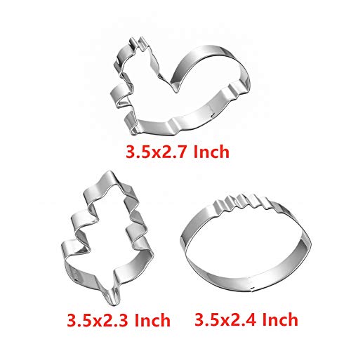  Fall Thanksgiving Cookie Cutters Set - 8 Pieces - Pumpkin, Football,Turkey, Maple Leaf, Oak Leaf,Squirrel ,Candy Corn And Acorn- Stainless Steel