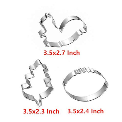  Fall Thanksgiving Cookie Cutters Set - 8 Pieces - Pumpkin, Football,Turkey, Maple Leaf, Oak Leaf,Squirrel ,Candy Corn And Acorn- Stainless Steel