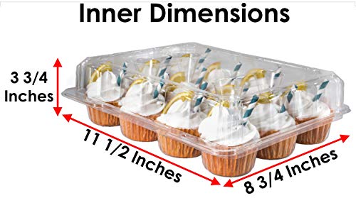  Cupcake Containers 12 Count (pack Of 12), Clear Plastic Cupcake Boxes 12 Count, Deep Dome, Stackable, Disposable & BPA-Free