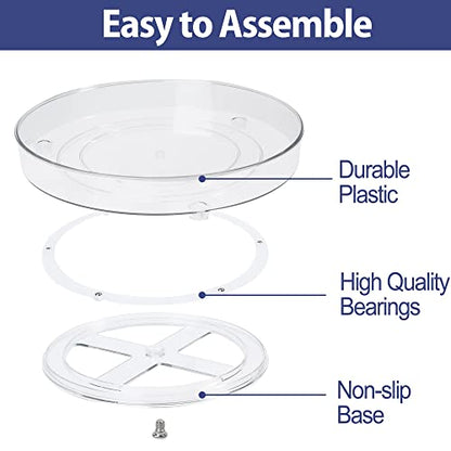  Lazy Susan Organizers, 4 Pack 10.6” Clear Lazy Susan Turntable For Kitchen, Cabinet, Fridge, Pantry, Countertop, Bathroom Storage