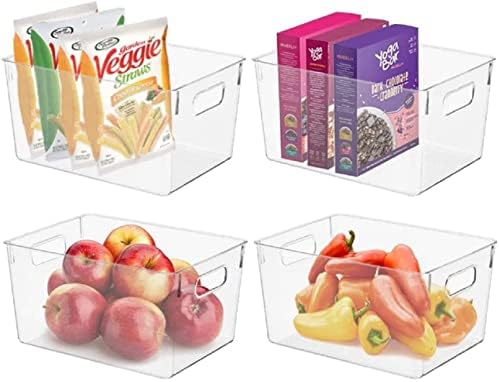  Pantry Organizer And Storage Bins, Clear Cabinet Organizers And Storage For Kitchen, Pantry, Cabinets, Countertops, For Storing Packets, Spices, Sauce, Snacks, Cans, (Pack Of 4)