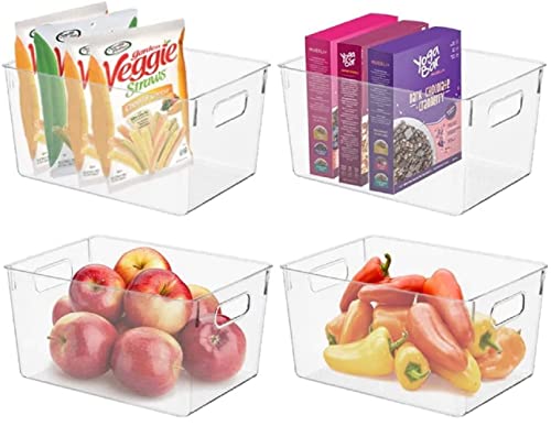  Pantry Organizer And Storage Bins, Clear Cabinet Organizers And Storage For Kitchen, Pantry, Cabinets, Countertops, For Storing Packets, Spices, Sauce, Snacks, Cans, (Pack Of 4)