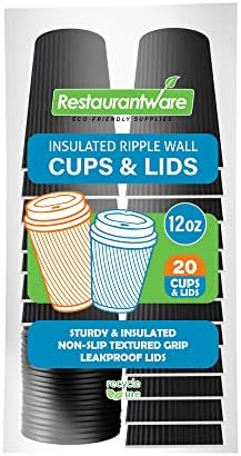  12 Oz Light Pink Paper Ripple Wall Coffee Cup - With White Lid - 3 1/2" X 3 1/2" X 5" - 20 Count Box