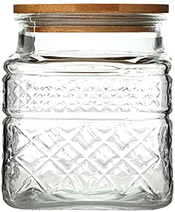  Large Glass Storage Jar, 60 FL OZ Glass Food Storage Containers With Bamboo Lid, Kitchen Containers Cereal Canisters Decorative Jar For Candy Snack Cookies Coffee Tea Nuts Airtight Glass Jars (Round)