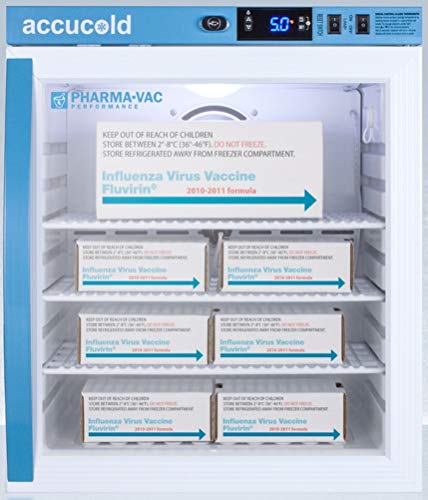  RG1PV Pharma-Vac Performance Series 1 Cu.Ft. Countertop Compact Vaccine Commercial All-refrigerator With Glass Door, Automatic Defrost, Digital Thermostat And White Cabinet