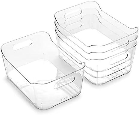  | Plastic Organizer Bins, Large - 4 Pack | The SOHO Collection | Multi-Use Organizer Bins | Pantry Organizer & Freezer Organizer Bins | Plastic Storage Containers | Bins For Home & Kitchen Org