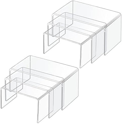  8 Pcs Acrylic Risers For Display, 9” Clear Acrylic Riser Stands, Acrylic Display Risers For Show Funko Pop Figures, Cupcake, Jewelry, Candle, Toys, Perfume And More