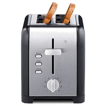  Enmore 2-Slice Toaster, Black Stainless Steel, Extra Wide Slots, Bagel And Defrost Functions, 9 Browning Levels, Removable Crumb Tray, For Bread, Toast, English Muffin, Toaster Strudel