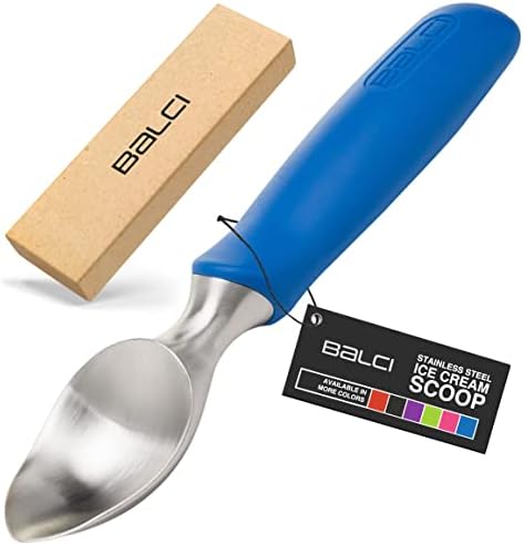  Ice Cream Scoop - Heavy Duty Stainless Steel Icecream Scooper With Non-Slip Rubber Grip - Professional Metal Ice-Cream Spade - Dishwasher Safe – Black